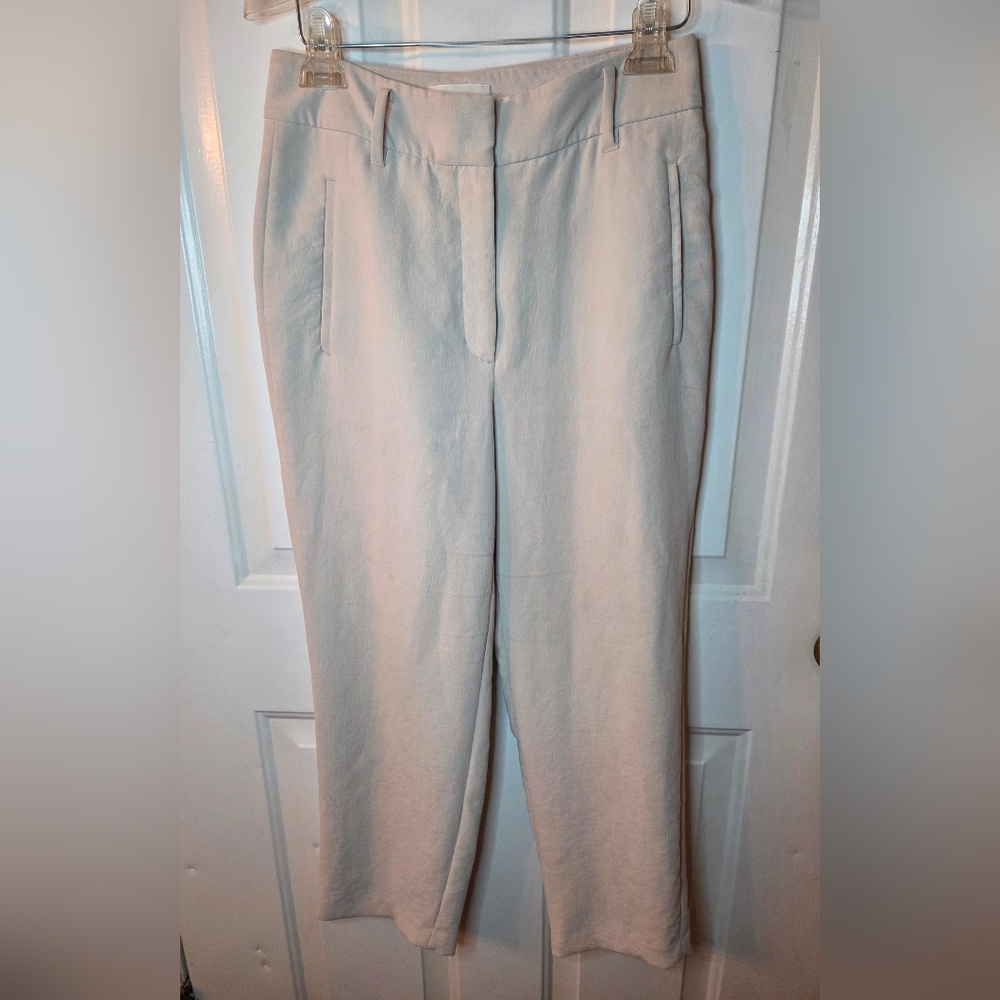 Aritzia Wilfred Crepe Pants Cream Sz 8 - Picture 2 of 7